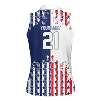 2026 Rugby Nations Series Custom United States Women Sleeveless Polo Shirt Red Star And Stripes Pattern