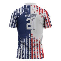 2026 Rugby Nations Series Custom United States Zipper Polo Shirt Red Star And Stripes Pattern