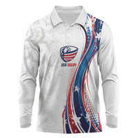 2026 Rugby Nations Series Custom United States Long Sleeve Polo Shirt Bald Eagle Heritage