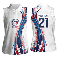 2026 Rugby Nations Series Custom United States Women Sleeveless Polo Shirt Bald Eagle Heritage