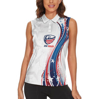 2026 Rugby Nations Series Custom United States Women Sleeveless Polo Shirt Bald Eagle Heritage