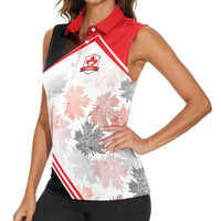 2026 Rugby Nations Series Custom Canada Women Sleeveless Polo Shirt Les Rouges Maple Leaf