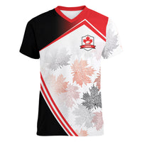 2026 Rugby Nations Series Custom Canada Women V-Neck T-Shirt Les Rouges Maple Leaf