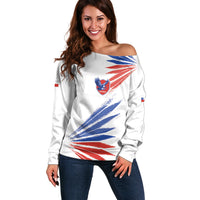 2026 Rugby Nations Series Custom Chile Off Shoulder Sweater Los Condores Eagle Bold Stripes Pride