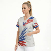 2026 Rugby Nations Series Custom Chile Scrub Top Los Condores Eagle Bold Stripes Pride