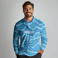 2026 Rugby Nations Series Custom Uruguay Long Sleeve Polo Shirt Los Teros Sun Of May