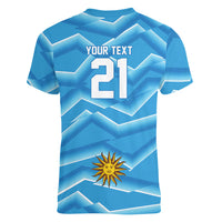 2026 Rugby Nations Series Custom Uruguay Women V-Neck T-Shirt Los Teros Sun Of May