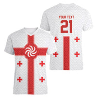 2026 Rugby Nations Series Custom Georgia Women V-Neck T-Shirt Lelo Warriors
