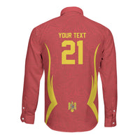 2026 Rugby Nations Series Custom Romania Long Sleeve Button Shirt Stejarii Oaks Carpathian Pattern