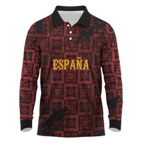 2026 Rugby Nations Series Custom Spain Long Sleeve Polo Shirt Los Leones Iberian XV Heritage