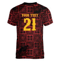 2026 Rugby Nations Series Custom Spain Women V-Neck T-Shirt Los Leones Iberian XV Heritage