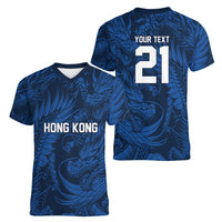 2026 Rugby Nations Series Custom Hong Kong Women V-Neck T-Shirt Dragon Of The East Style