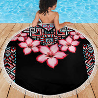 Africa Adenium Multiflorum Flowers Beach Blanket Mix Native Tribal Pattern LT9 - Wonder Print Shop