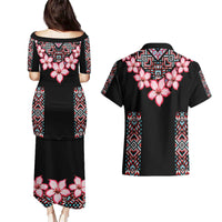 Africa Adenium Multiflorum Flowers Couples Matching Puletasi and Hawaiian Shirt Mix Native Tribal Pattern LT9 - Wonder Print Shop