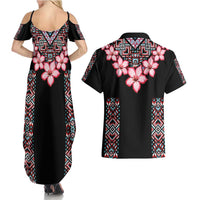 Africa Adenium Multiflorum Flowers Couples Matching Summer Maxi Dress and Hawaiian Shirt Mix Native Tribal Pattern LT9 - Wonder Print Shop