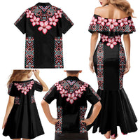 Africa Adenium Multiflorum Flowers Family Matching Mermaid Dress and Hawaiian Shirt Mix Native Tribal Pattern LT9 - Wonder Print Shop
