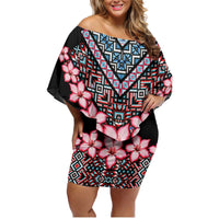 Africa Adenium Multiflorum Flowers Family Matching Off Shoulder Short Dress and Hawaiian Shirt Mix Native Tribal Pattern LT9 - Wonder Print Shop