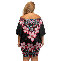 Africa Adenium Multiflorum Flowers Family Matching Off Shoulder Short Dress and Hawaiian Shirt Mix Native Tribal Pattern LT9 - Wonder Print Shop