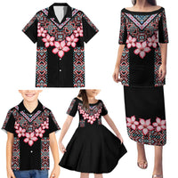 Africa Adenium Multiflorum Flowers Family Matching Puletasi and Hawaiian Shirt Mix Native Tribal Pattern - Wonder Print Shop