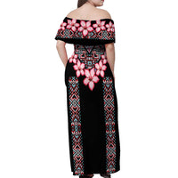 Africa Adenium Multiflorum Flowers Off Shoulder Maxi Dress Mix Native Tribal Pattern - Wonder Print Shop