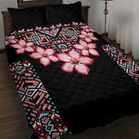 Africa Adenium Multiflorum Flowers Quilt Bed Set Mix Native Tribal Pattern - Wonder Print Shop