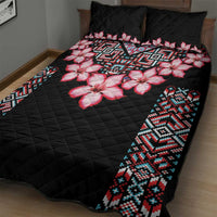 Africa Adenium Multiflorum Flowers Quilt Bed Set Mix Native Tribal Pattern - Wonder Print Shop