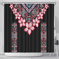 Africa Adenium Multiflorum Flowers Shower Curtain Mix Native Tribal Pattern