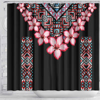 Africa Adenium Multiflorum Flowers Shower Curtain Mix Native Tribal Pattern
