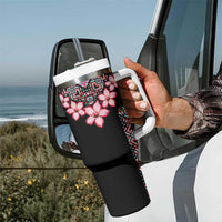Africa Adenium Multiflorum Flowers Tumbler With Handle Mix Native Tribal Pattern - Wonder Print Shop