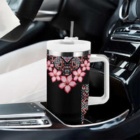 Africa Adenium Multiflorum Flowers Tumbler With Handle Mix Native Tribal Pattern - Wonder Print Shop