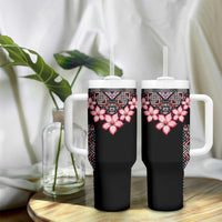 Africa Adenium Multiflorum Flowers Tumbler With Handle Mix Native Tribal Pattern - Wonder Print Shop