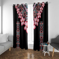 Africa Adenium Multiflorum Flowers Window Curtain Mix Native Tribal Pattern - Wonder Print Shop