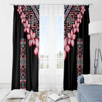 Africa Adenium Multiflorum Flowers Window Curtain Mix Native Tribal Pattern - Wonder Print Shop