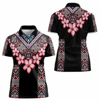 Africa Adenium Multiflorum Flowers Women Polo Shirt Mix Native Tribal Pattern - Wonder Print Shop