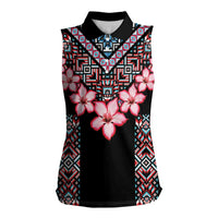 Africa Adenium Multiflorum Flowers Women Sleeveless Polo Shirt Mix Native Tribal Pattern - Wonder Print Shop