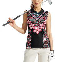 Africa Adenium Multiflorum Flowers Women Sleeveless Polo Shirt Mix Native Tribal Pattern - Wonder Print Shop
