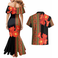 Africa Beauty Clivia Miniata Flowers Couples Matching Mermaid Dress and Hawaiian Shirt LT9 - Wonder Print Shop