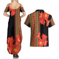 Africa Beauty Clivia Miniata Flowers Couples Matching Summer Maxi Dress and Hawaiian Shirt LT9 - Wonder Print Shop