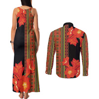 Africa Beauty Clivia Miniata Flowers Couples Matching Tank Maxi Dress and Long Sleeve Button Shirt LT9 - Wonder Print Shop
