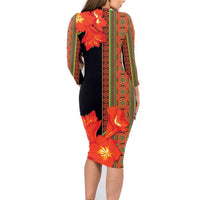 Africa Beauty Clivia Miniata Flowers Family Matching Long Sleeve Bodycon Dress and Hawaiian Shirt LT9 - Wonder Print Shop