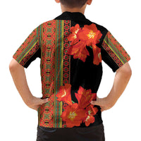 Africa Beauty Clivia Miniata Flowers Family Matching Off The Shoulder Long Sleeve Dress and Hawaiian Shirt - Wonder Print Shop