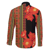 Africa Beauty Clivia Miniata Flowers Family Matching Off The Shoulder Long Sleeve Dress and Hawaiian Shirt - Wonder Print Shop