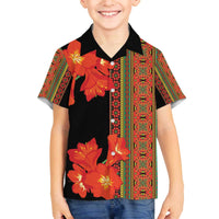 Africa Beauty Clivia Miniata Flowers Family Matching Off The Shoulder Long Sleeve Dress and Hawaiian Shirt - Wonder Print Shop