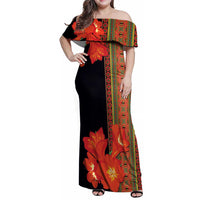 Africa Beauty Clivia Miniata Flowers Family Matching Off Shoulder Maxi Dress and Hawaiian Shirt LT9 - Wonder Print Shop