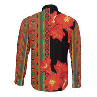 Africa Beauty Clivia Miniata Flowers Long Sleeve Button Shirt - Wonder Print Shop