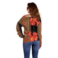 Africa Beauty Clivia Miniata Flowers Off Shoulder Sweater - Wonder Print Shop