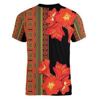 Africa Beauty Clivia Miniata Flowers Women V-Neck T-Shirt - Wonder Print Shop