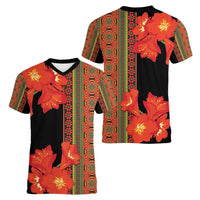 Africa Beauty Clivia Miniata Flowers Women V-Neck T-Shirt - Wonder Print Shop