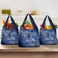 Africa Floral mix Maasai Shuka Grocery Bag Blue Moitf