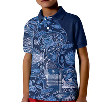 Africa Floral mix Maasai Shuka Kid Polo Shirt Blue Moitf - Wonder Print Shop